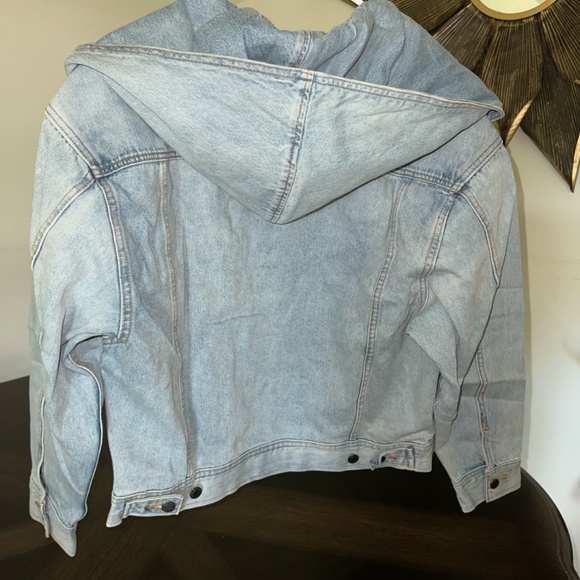 GAP X BEIS Hooded Denim Jacket Medium Wash NWT Size XSmall - Picture 5 of 9